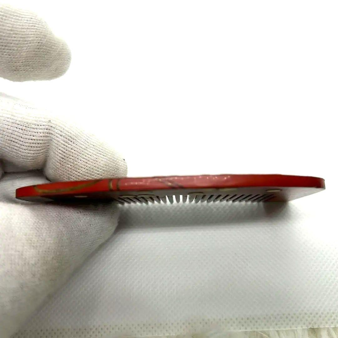 江戸末期　赤い花柄の漆器櫛