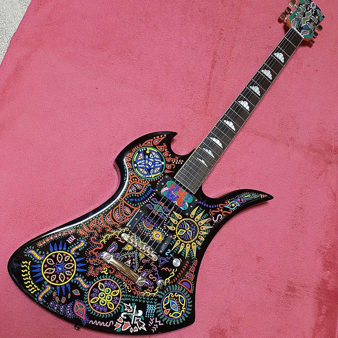 良・美品：サイケペイント・hideモデル。モッキンバード。ソフトケース付属。