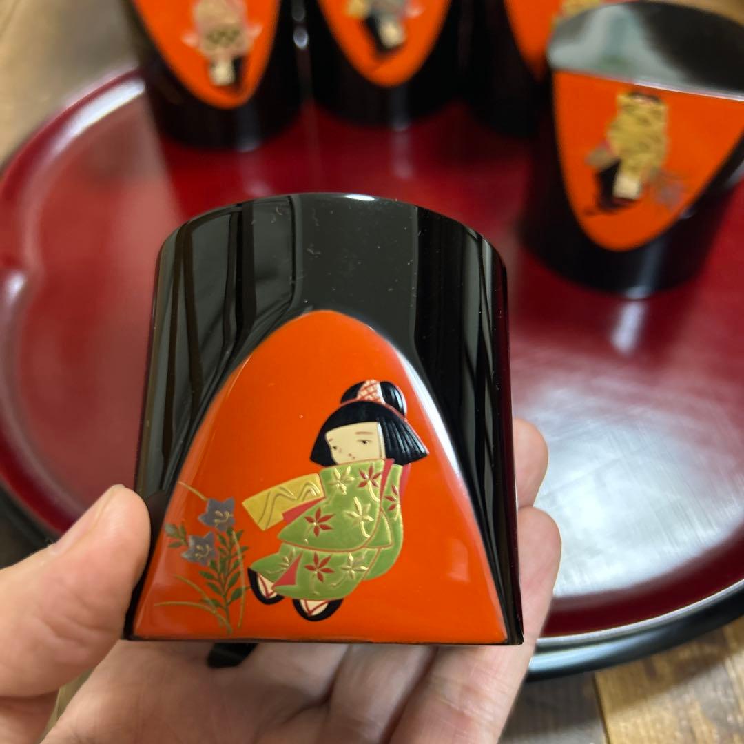 輪島塗　輪島漆器　摂田照彦　ぐい呑　童蒔絵　高級漆器　未使用希少品　希少　レア