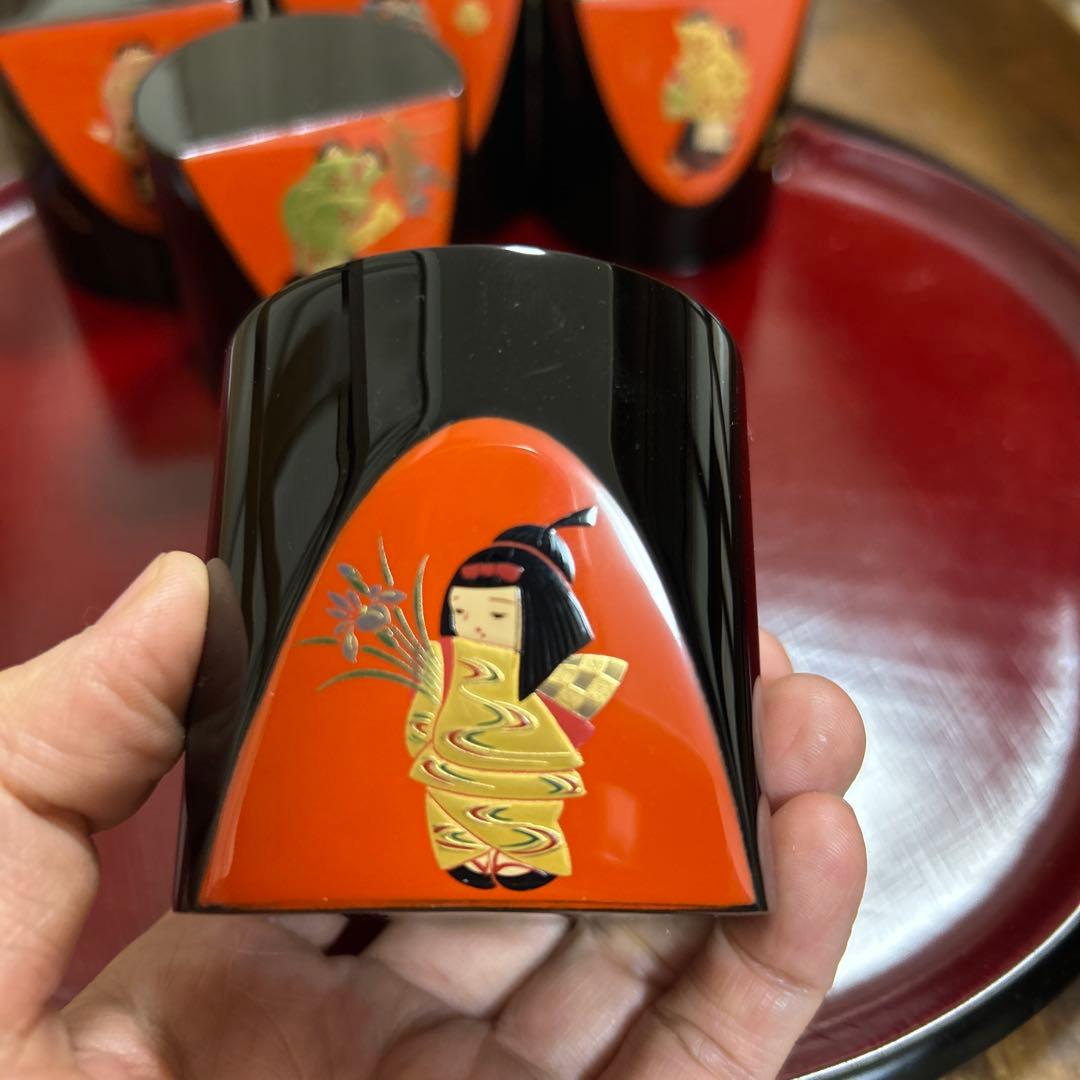 輪島塗　輪島漆器　摂田照彦　ぐい呑　童蒔絵　高級漆器　未使用希少品　希少　レア