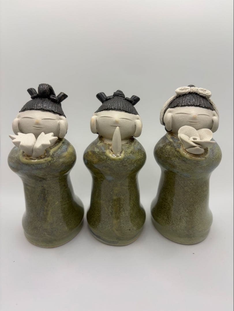 希少　青芳人形 砥部焼 念ずれば花ひらく