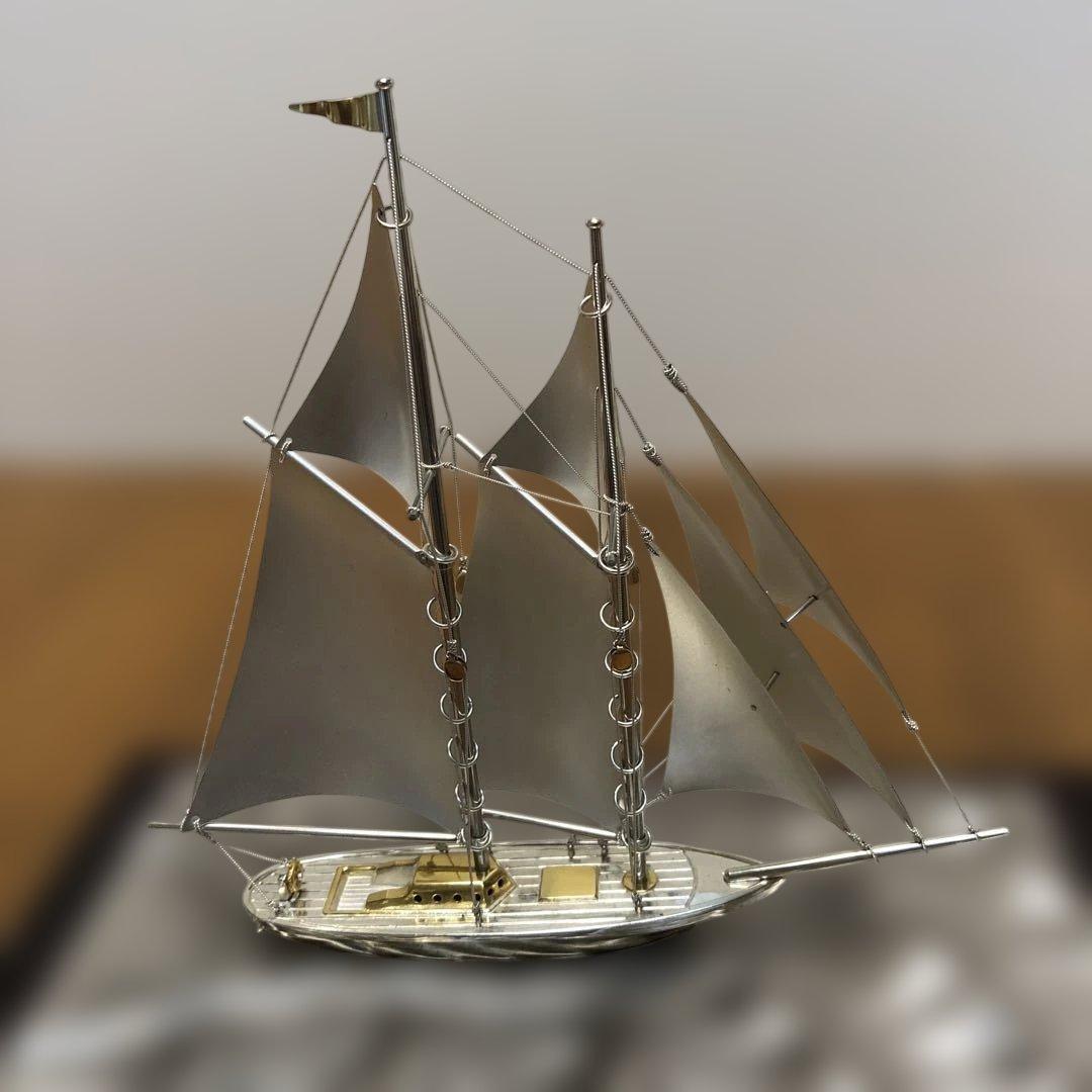銀製　帆船ヨットの置物　武比古
