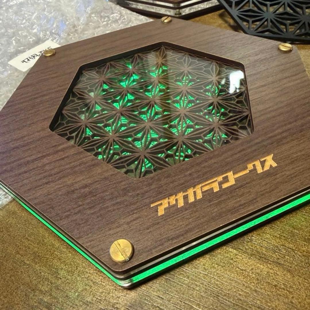 完売品　アサガラワークス　LEDコースター　麻柄　二重麻エボニー　濃