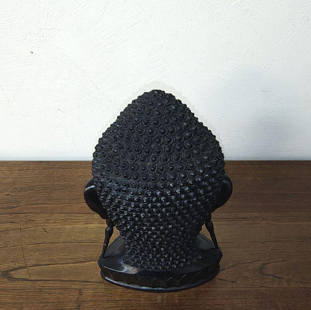仏教美術【Buddha Head】木彫　彫刻　仏頭　仏像　ブッダ　置物