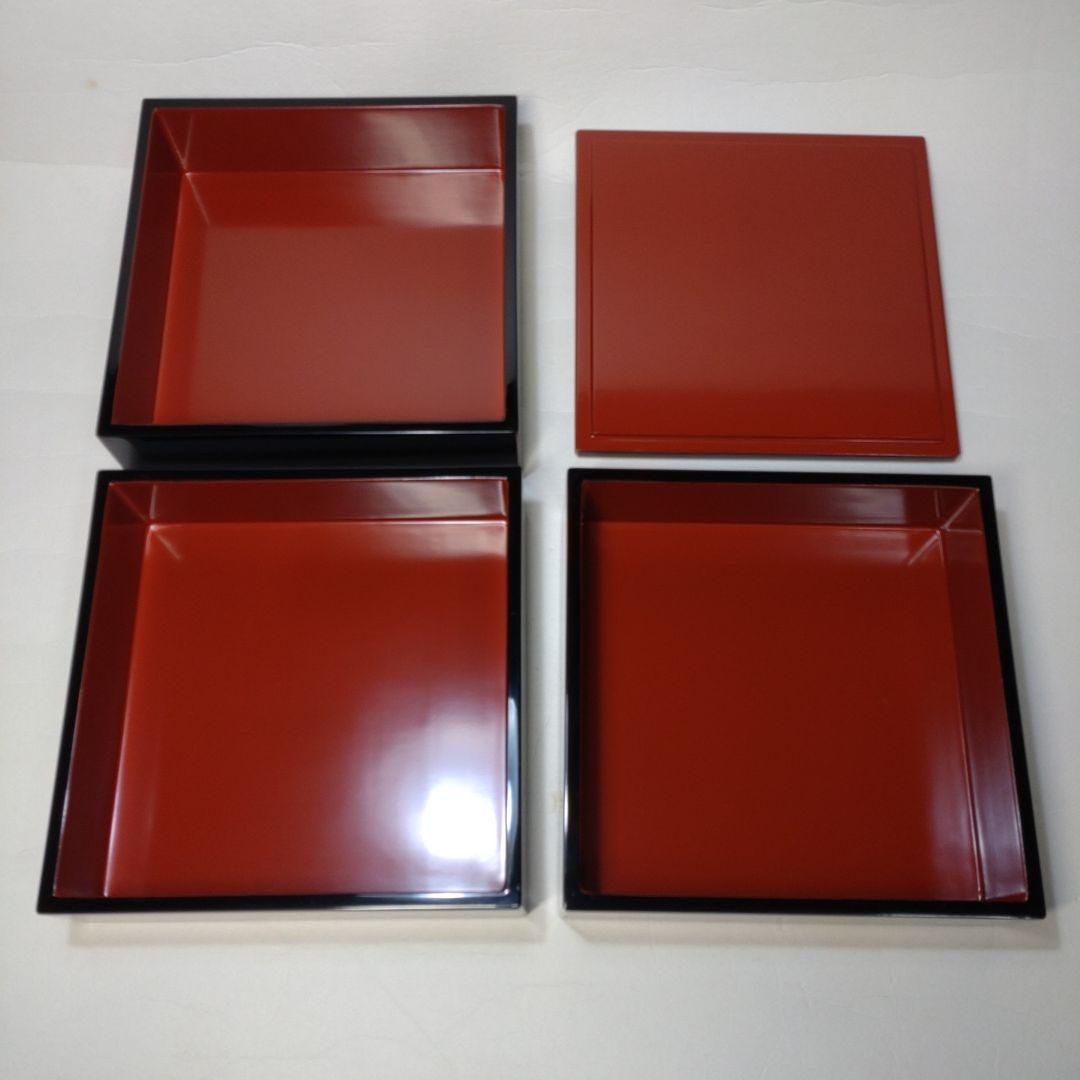 越前漆器 塗師 山本英明作 黒塗重箱 木箱付 本漆 美品