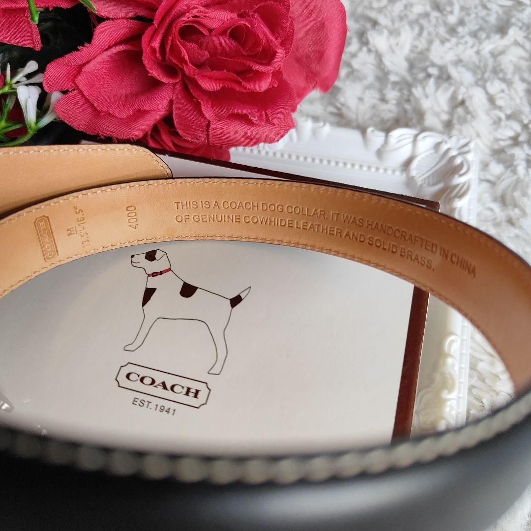 新品　COACH　コーチ　黒　ブラック　レザー　犬用首輪　М　中型犬　高級