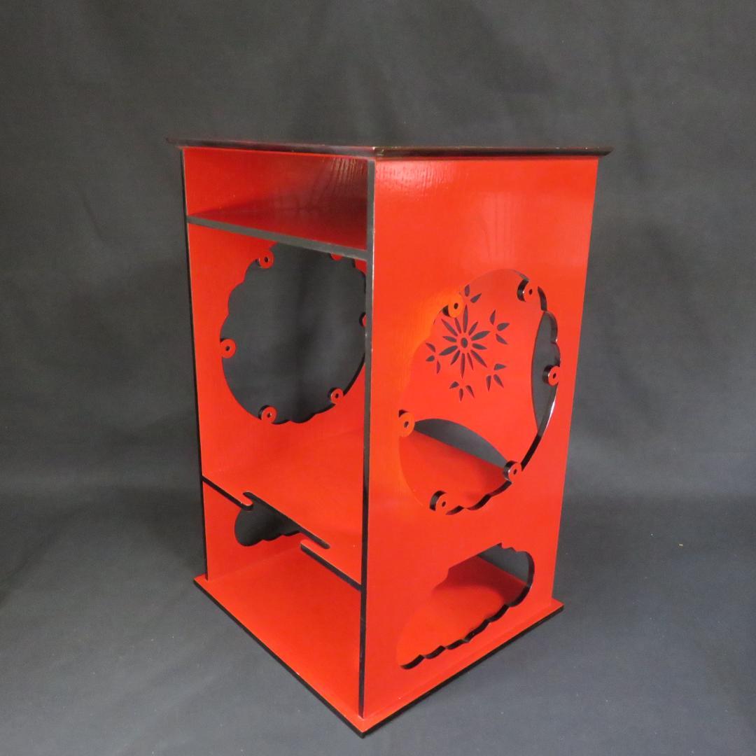 茶棚 朱塗 爪黒 雪輪棚 茶道具 漆器 飾り棚 漆塗 木製