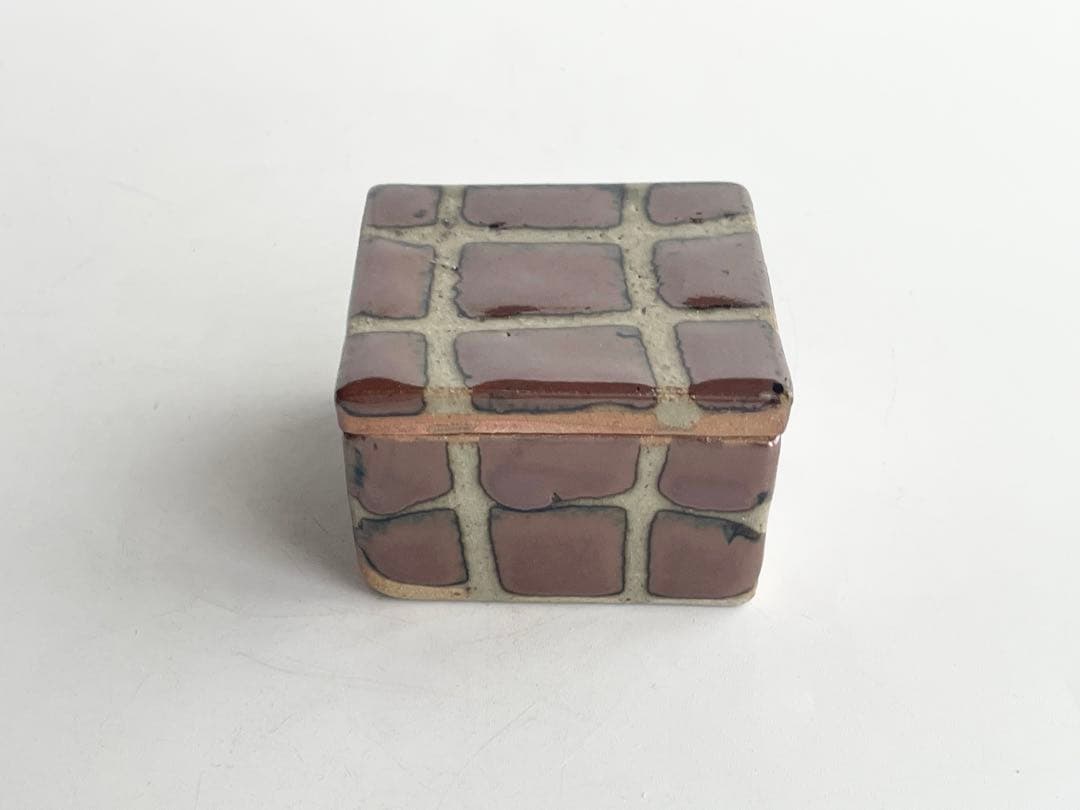 人間国宝　陶芸家　濱田庄司　浜田庄司　合子　盒子　柿釉　共箱　益子　民藝