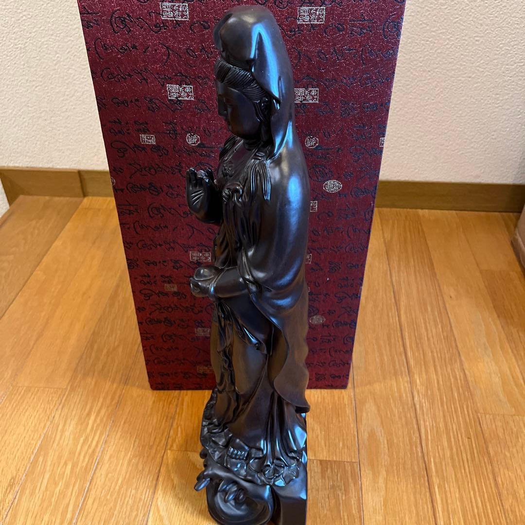 東京書芸館　黒檀「宝珠観音菩薩」　李建敏作