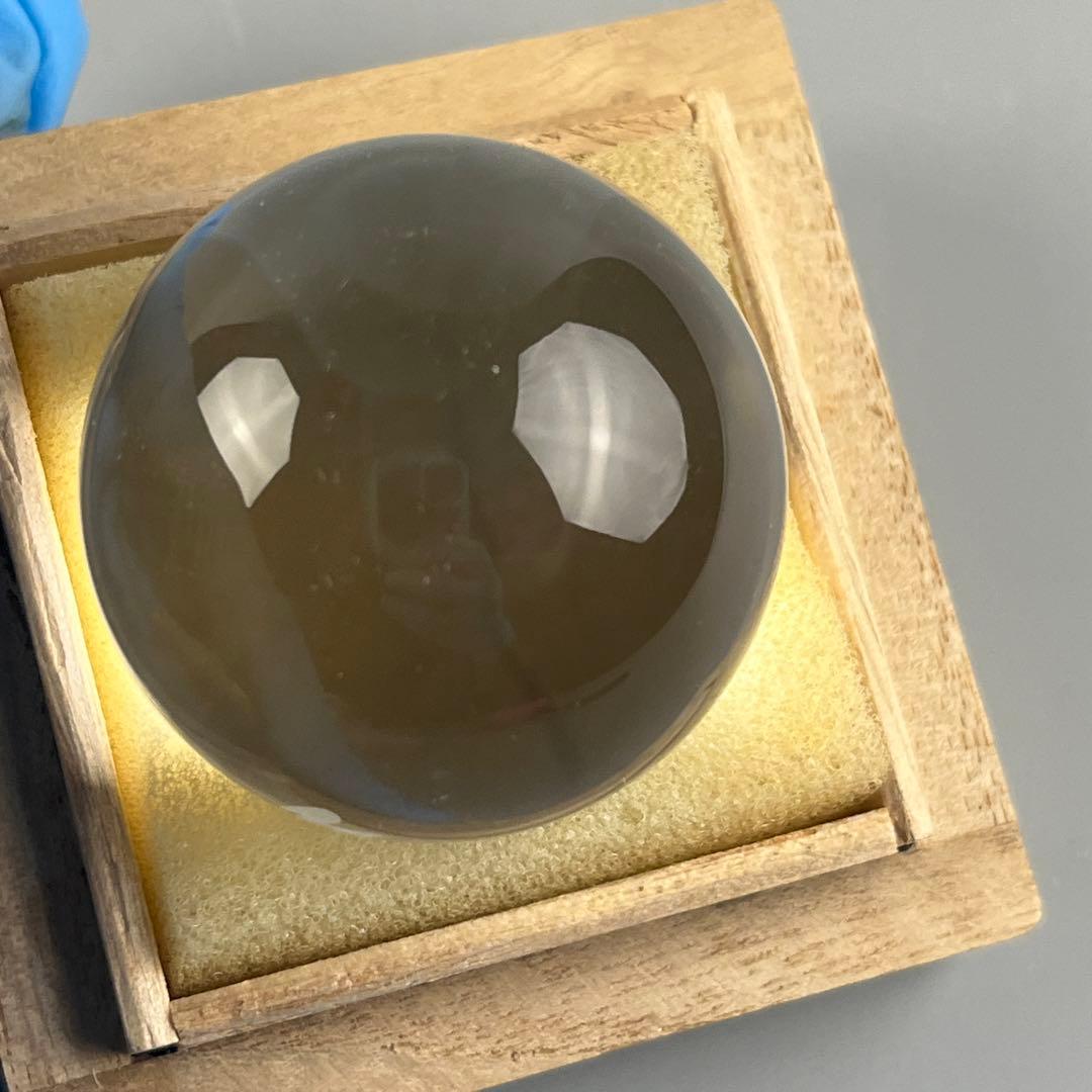 天然 水晶玉 彰山 在銘 共箱