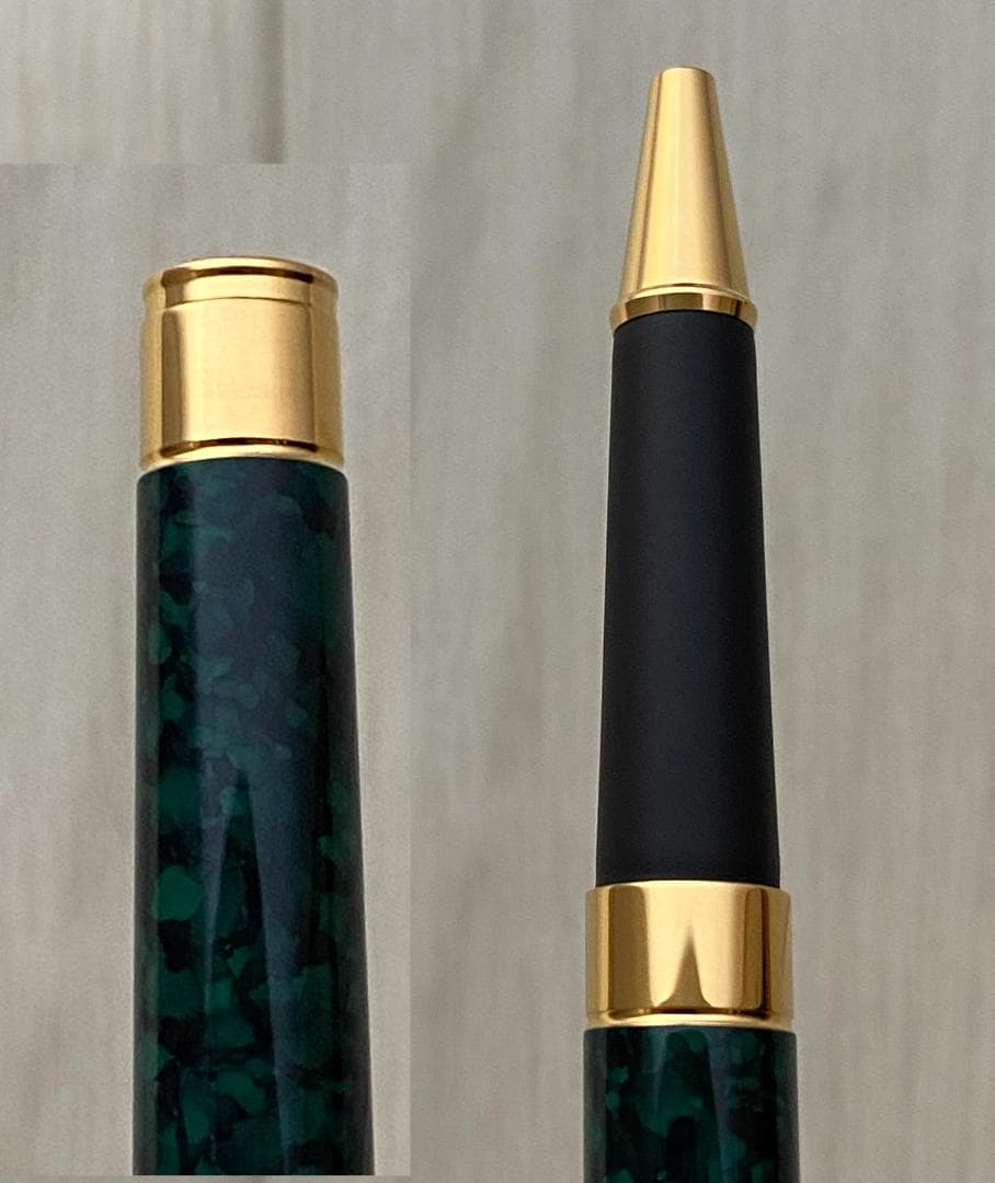 超美品 モンブラン マーブル グリーン×ゴールドノブレス ローラーボールケース付