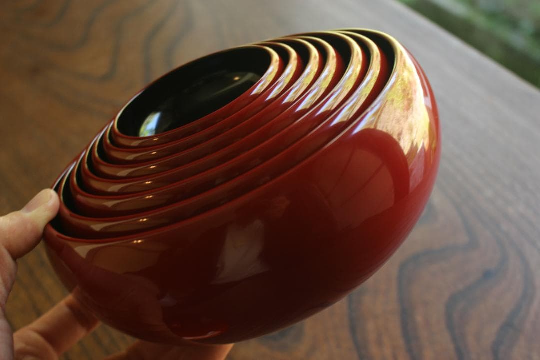 時代逸品！極上塗分け漆の美しい応量器＆蓋揃いセット（検輪島塗器七つ椀懐石椀