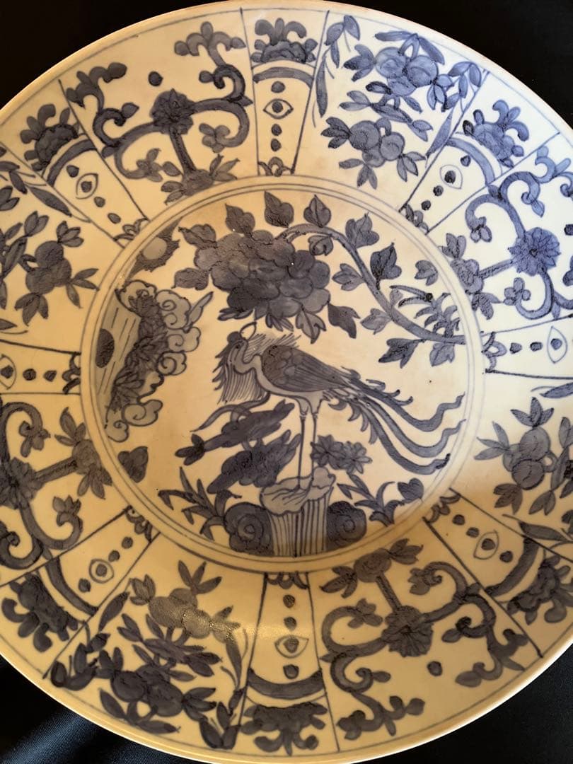 激レア！中国 明 呉須大皿径38cm 野趣溢れる民窯の豪快さがいい