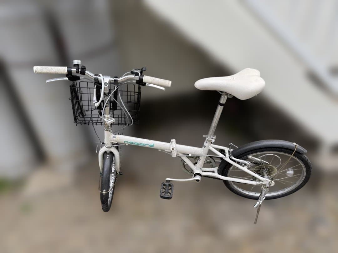 折りたたみ自転車 ホワイト バスケット付き