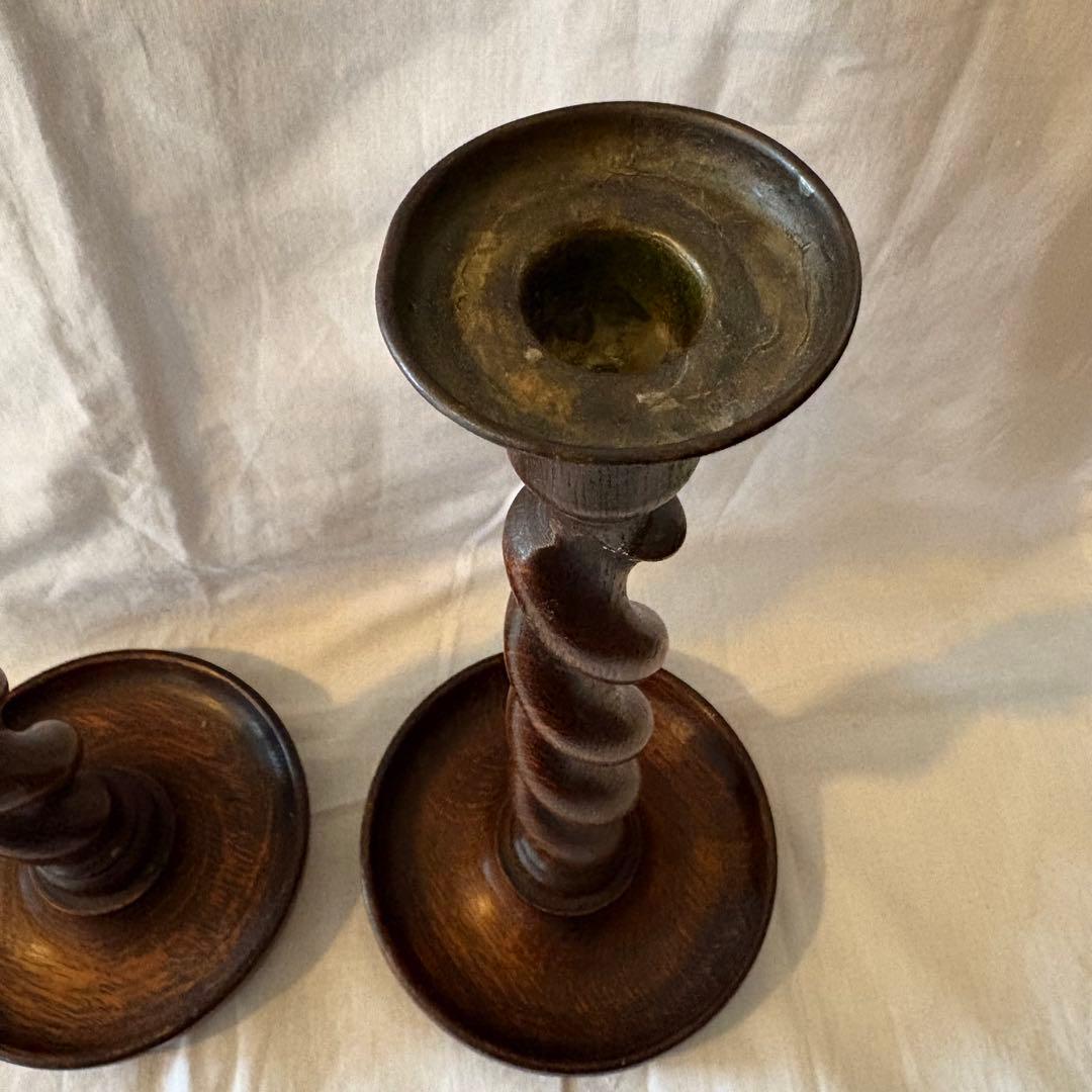 木製ツイストキャンドルホルダー2個セット