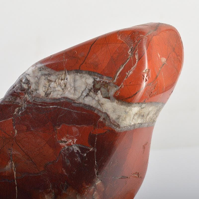 鑑賞石　天然石　佐渡赤玉石　赤石　置物　唐木台付　6331