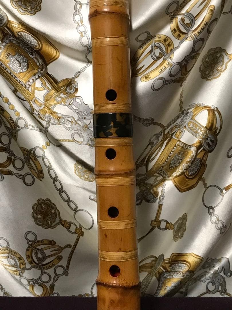 ☆尺八　琴古流　在銘　鼈甲継　約54.5センチ　約440グラム　古い尺八