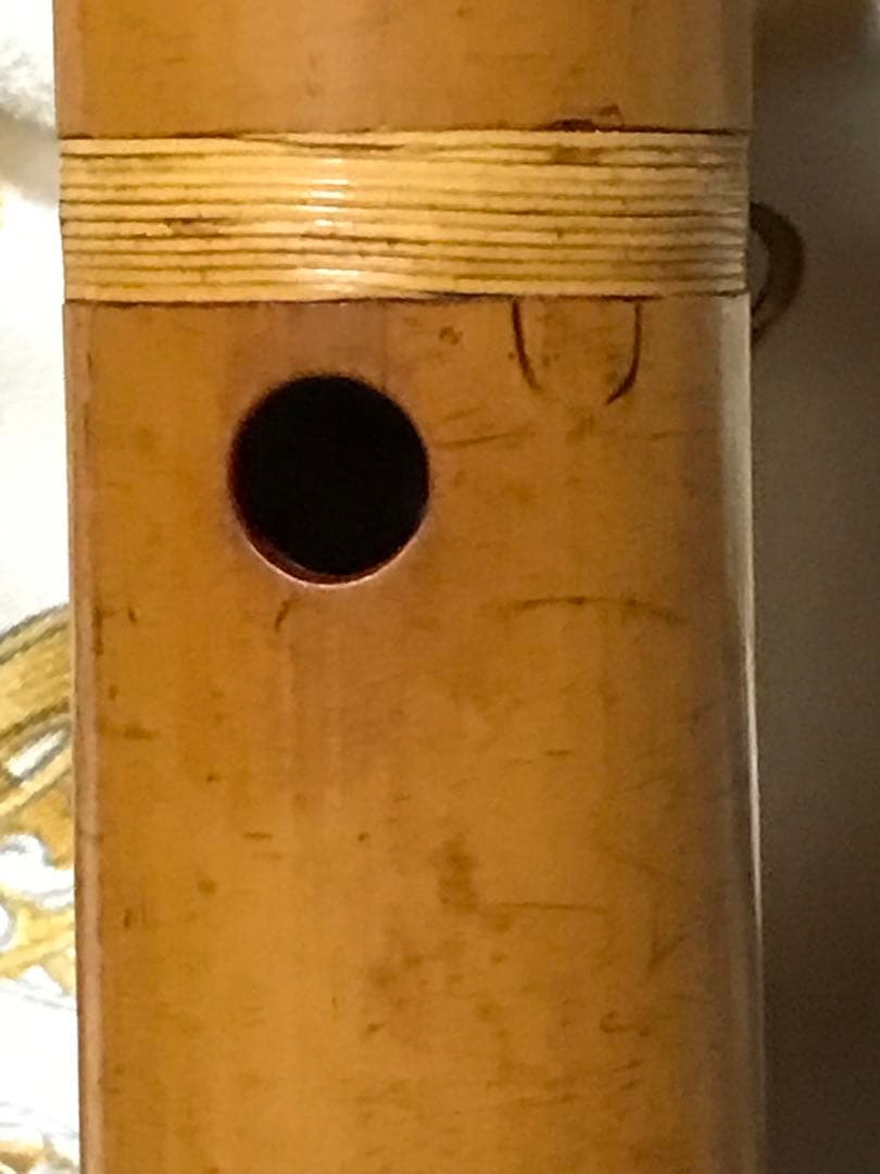 ☆尺八　琴古流　在銘　鼈甲継　約54.5センチ　約440グラム　古い尺八