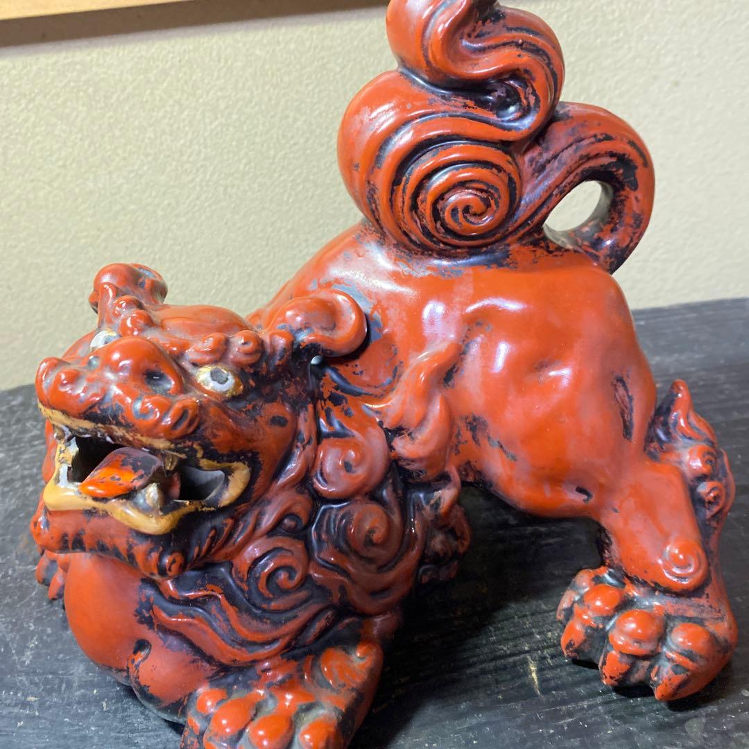 古九谷　赤唐獅子　置物