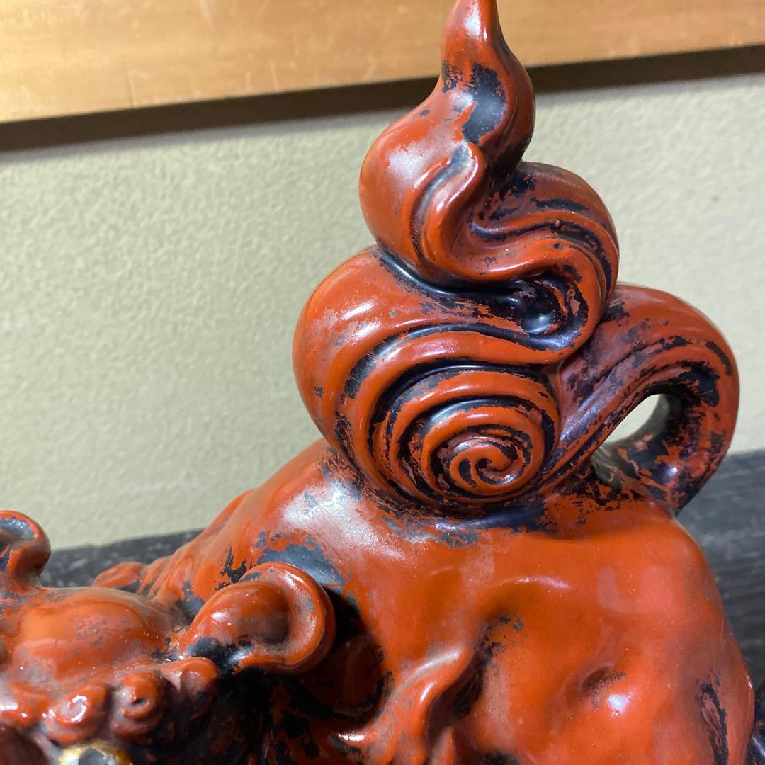 古九谷　赤唐獅子　置物