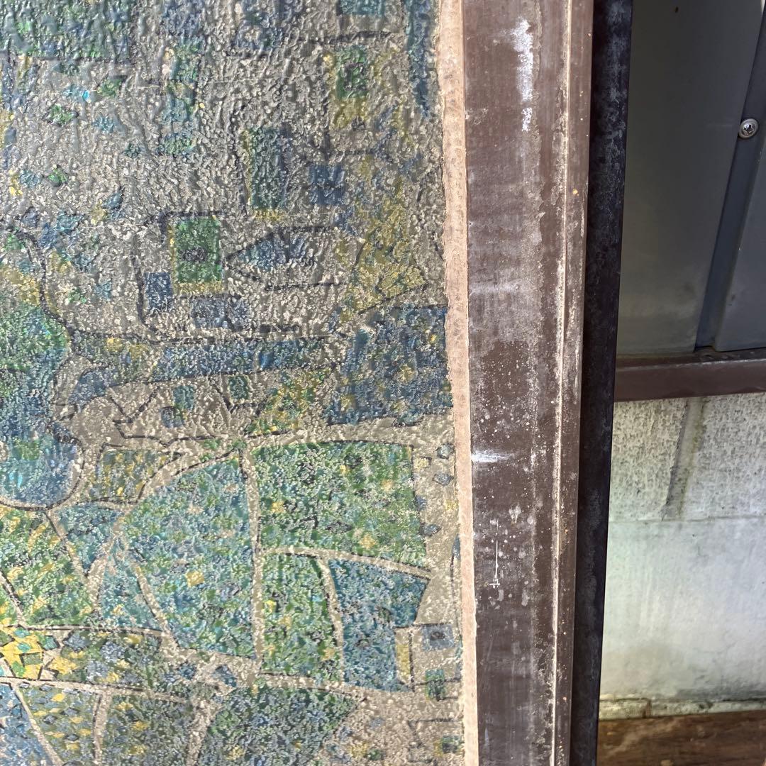 A-5 昭和レトロ ステンドグラス サッシ 窓枠付き ヴィンテージ 建具 古民家