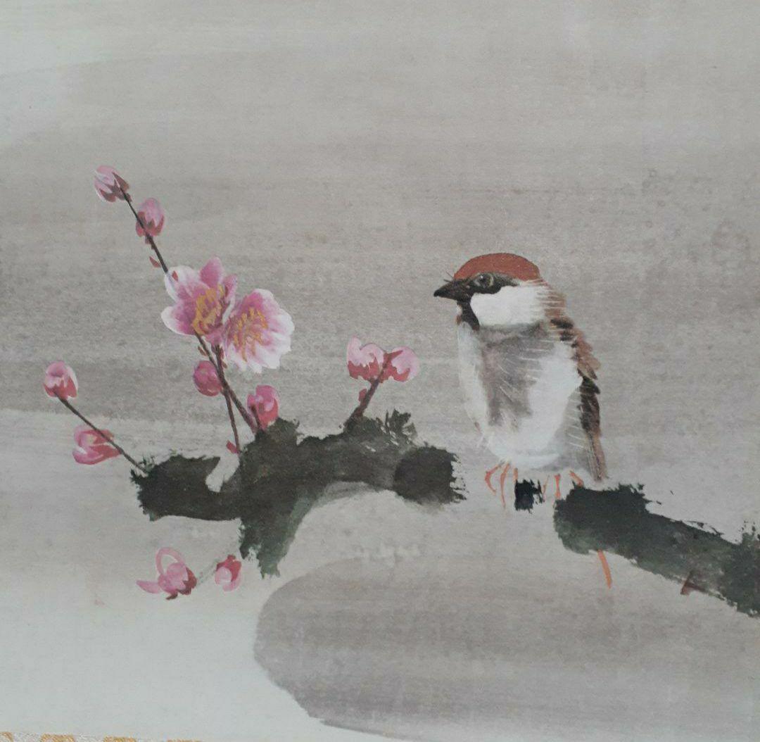 掛け軸/梅雀図/結城素明？