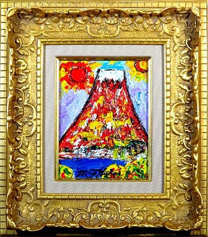 【真作】 鈴木マサハル　「富士」　油彩　0号