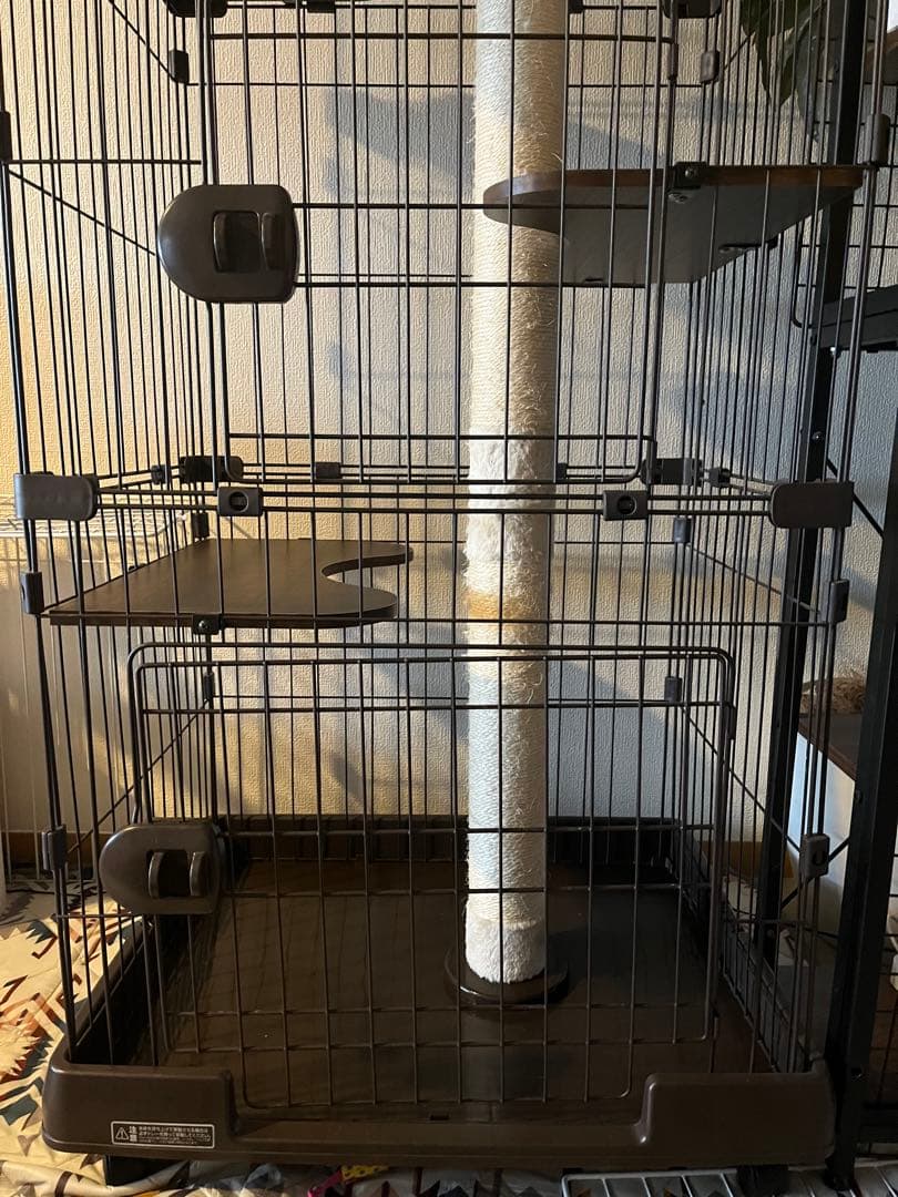 ブラウン 3段キャットケージ