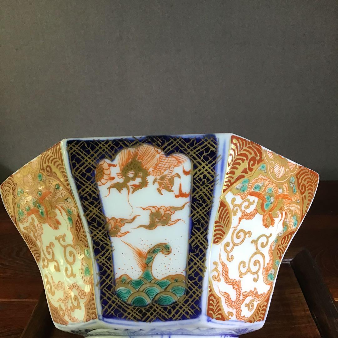 古伊万里　錦手　角鉢　極彩　献上