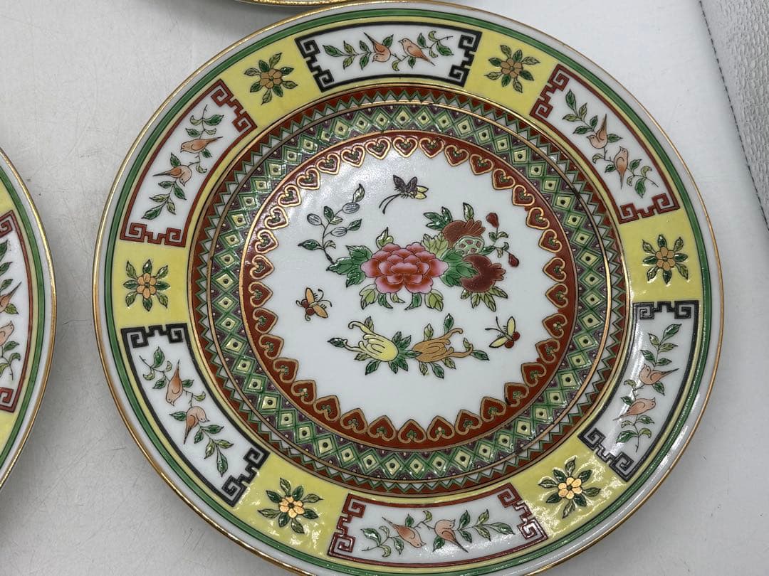 中国　1970年代　景徳鎮製　粉彩花果紋大皿5点　送料込み260104