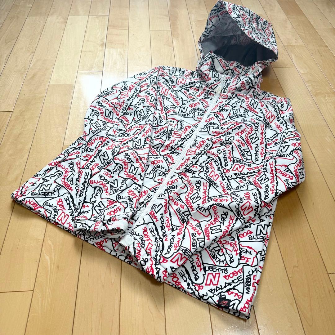 ニューバランスゴルフ スニーカー柄 総柄 パーカー ジャケット 防風 撥水 M