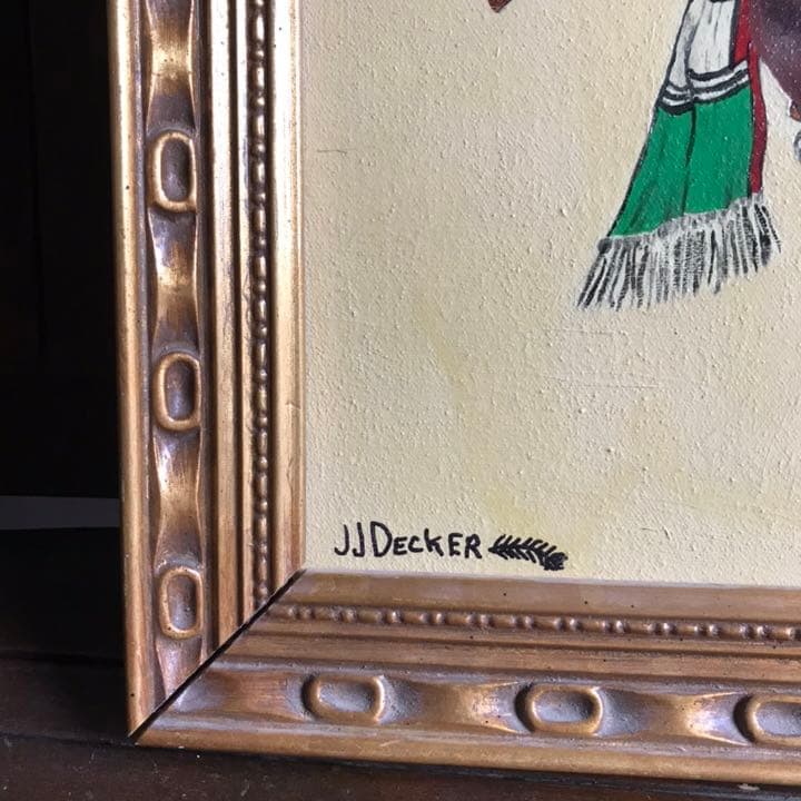 希少品！1970年代　カチナ精霊ダンスの油彩　ヴィンテージネイティブアメリカン