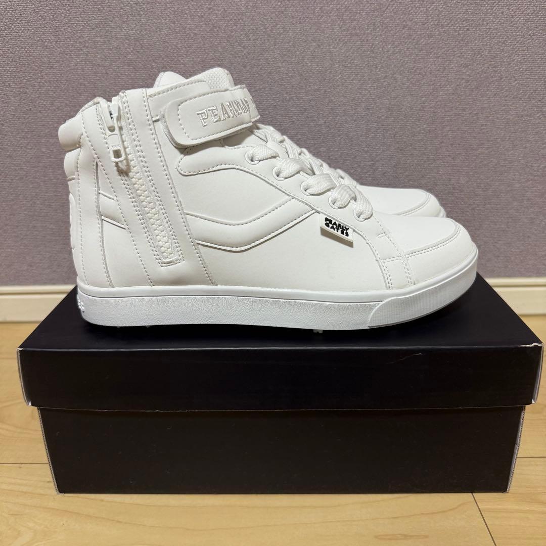 新品未使用 パーリーゲイツ 白ハイカットスパイクシューズ ビス替付き 24cm