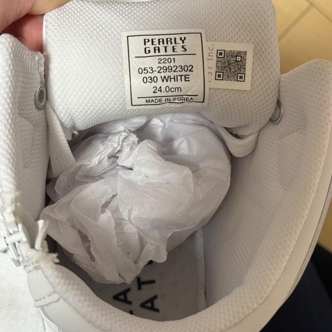 新品未使用 パーリーゲイツ 白ハイカットスパイクシューズ ビス替付き 24cm