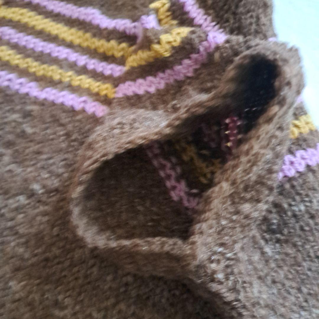 ハンドメイド　セーター　半袖　手つむぎ　手編み　北里大学　獣医学部　毛糸　羊毛