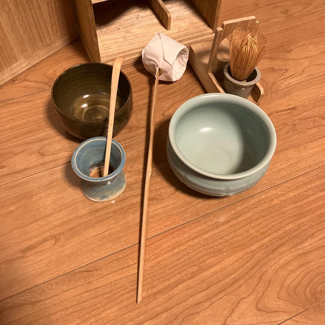 茶道具　箱付き　一式　抹茶　当時物　現状品　茶碗　茶杓　柄杓　茶筅