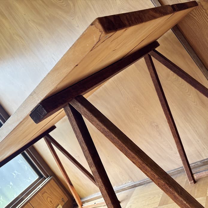 裁ち台　木製　一枚板　二枚組　脚付き　166.7×80×78（組んだサイズ）