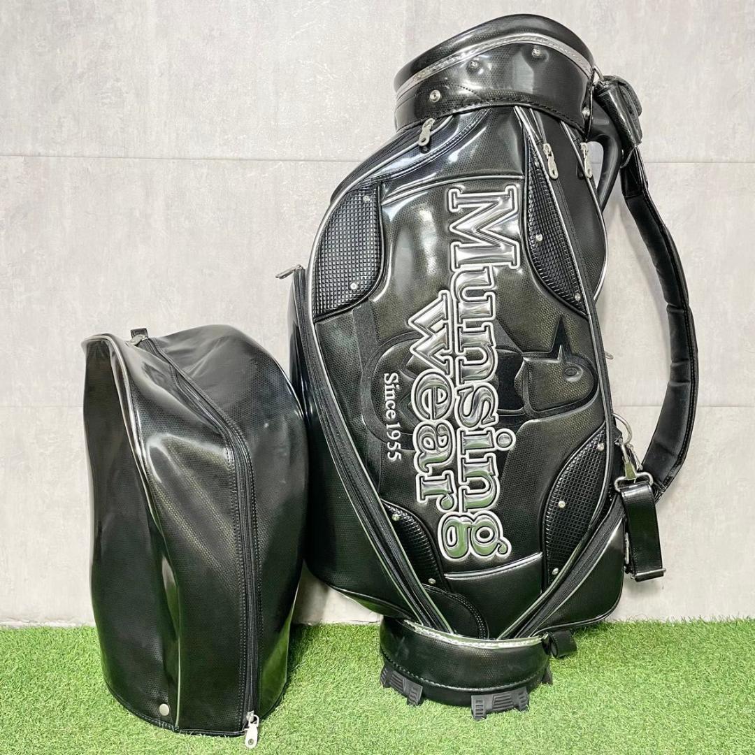 マンシングウェア キャディバッグ ゴルフバッグ エナメル 3点式 ツアーモデル