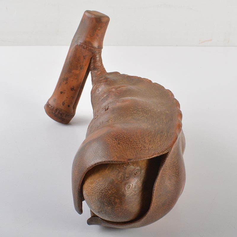 中国　古竹彫刻　豆　如意　置物　在銘　M　R6593E