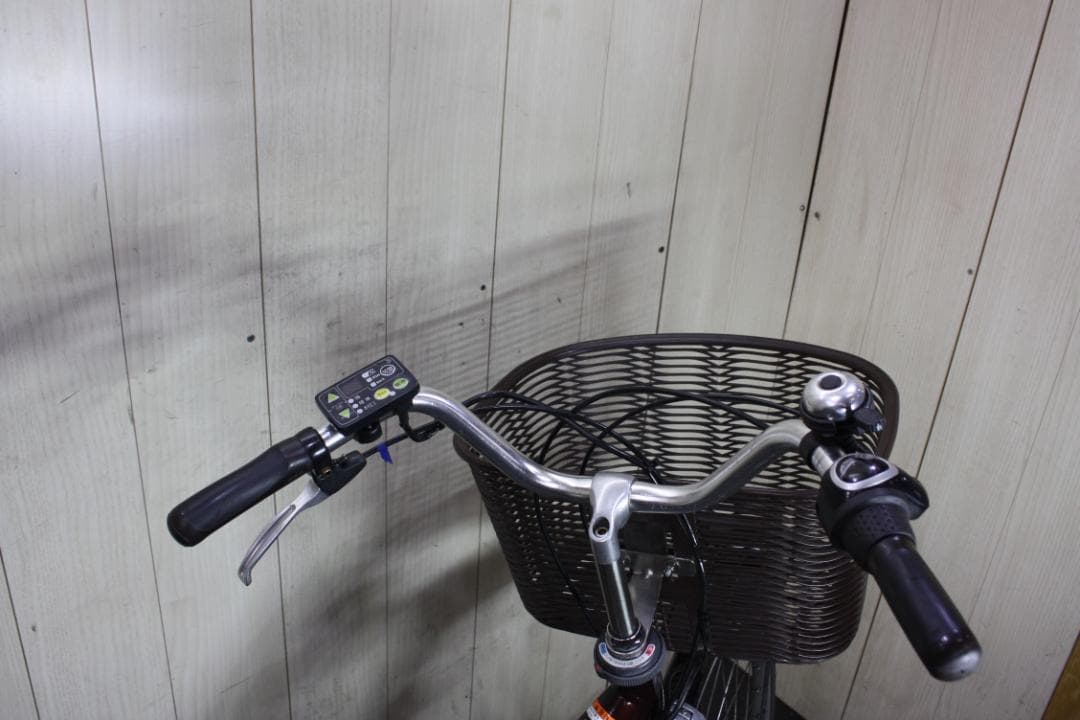 電動アシスト自転車 ダークブラウン 前カゴ付き