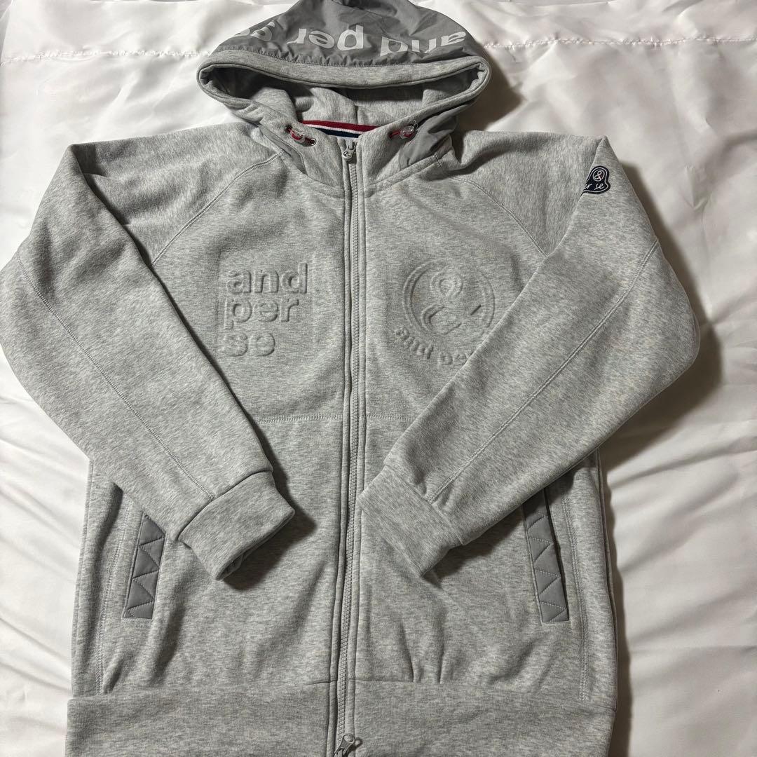 アンパスィ　and per se 長袖ダブルジップパーカー　グレー　L