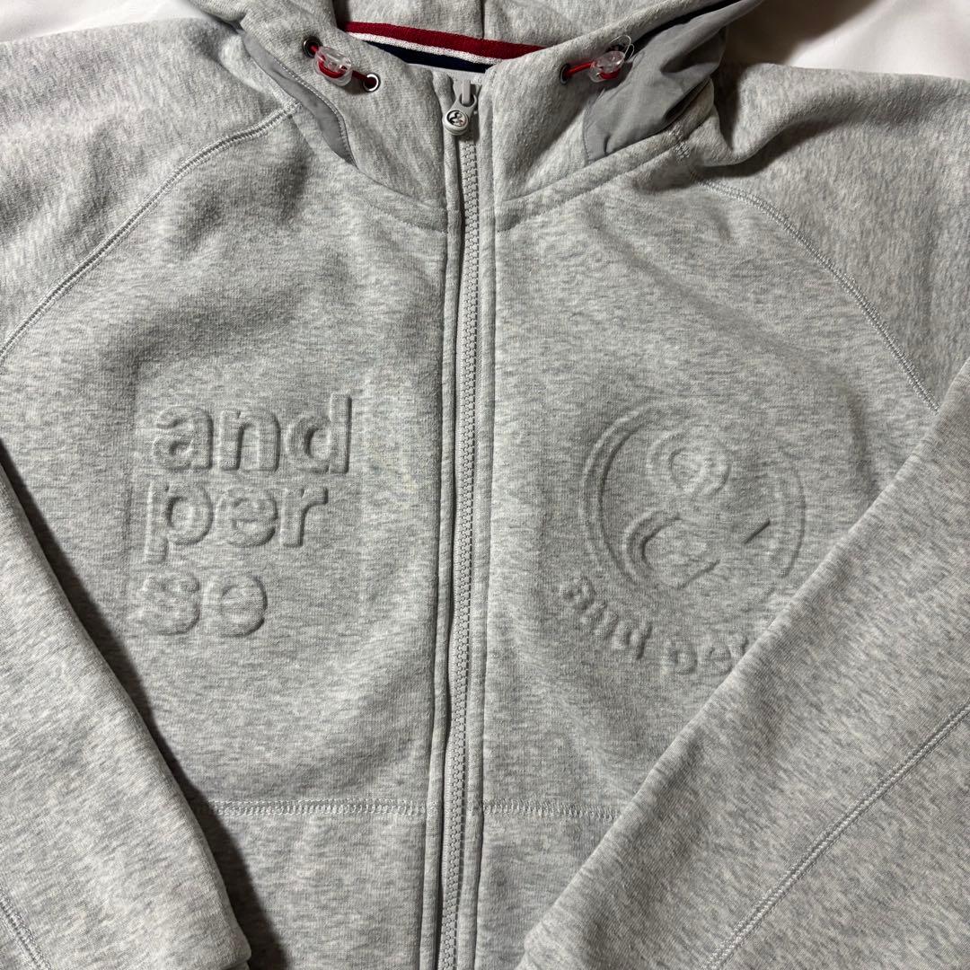 アンパスィ　and per se 長袖ダブルジップパーカー　グレー　L