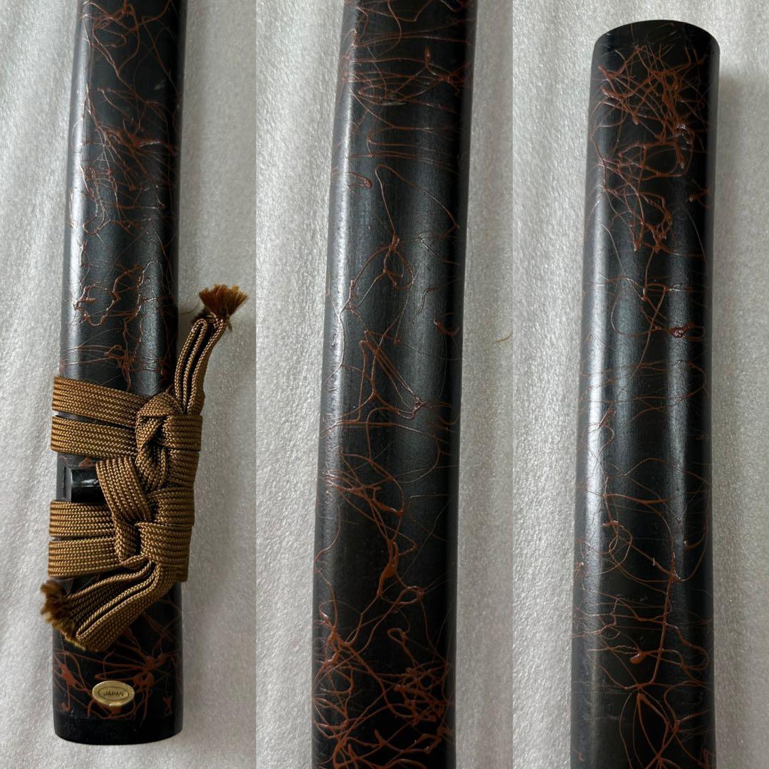 模造刀 打刀 脇差 2点セット 黑茶鞘 鞘付き長さ約69/102cm 26A21