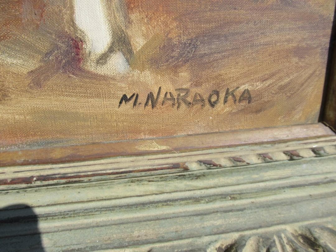 真作保証 美品1950年代◆日展参与 奈良岡正夫「親仔(山羊)」大作油彩25号