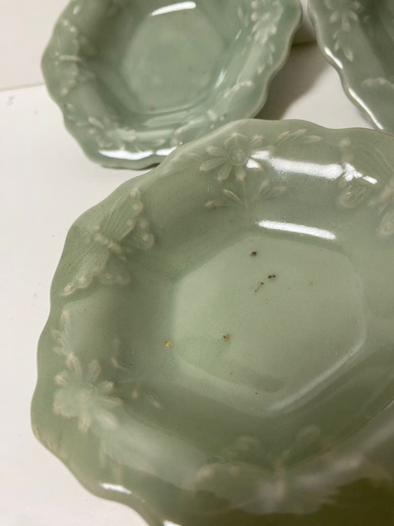 三田青磁　骨董　江戸〜明治　小皿　豆皿　希少　アンティーク　古道具