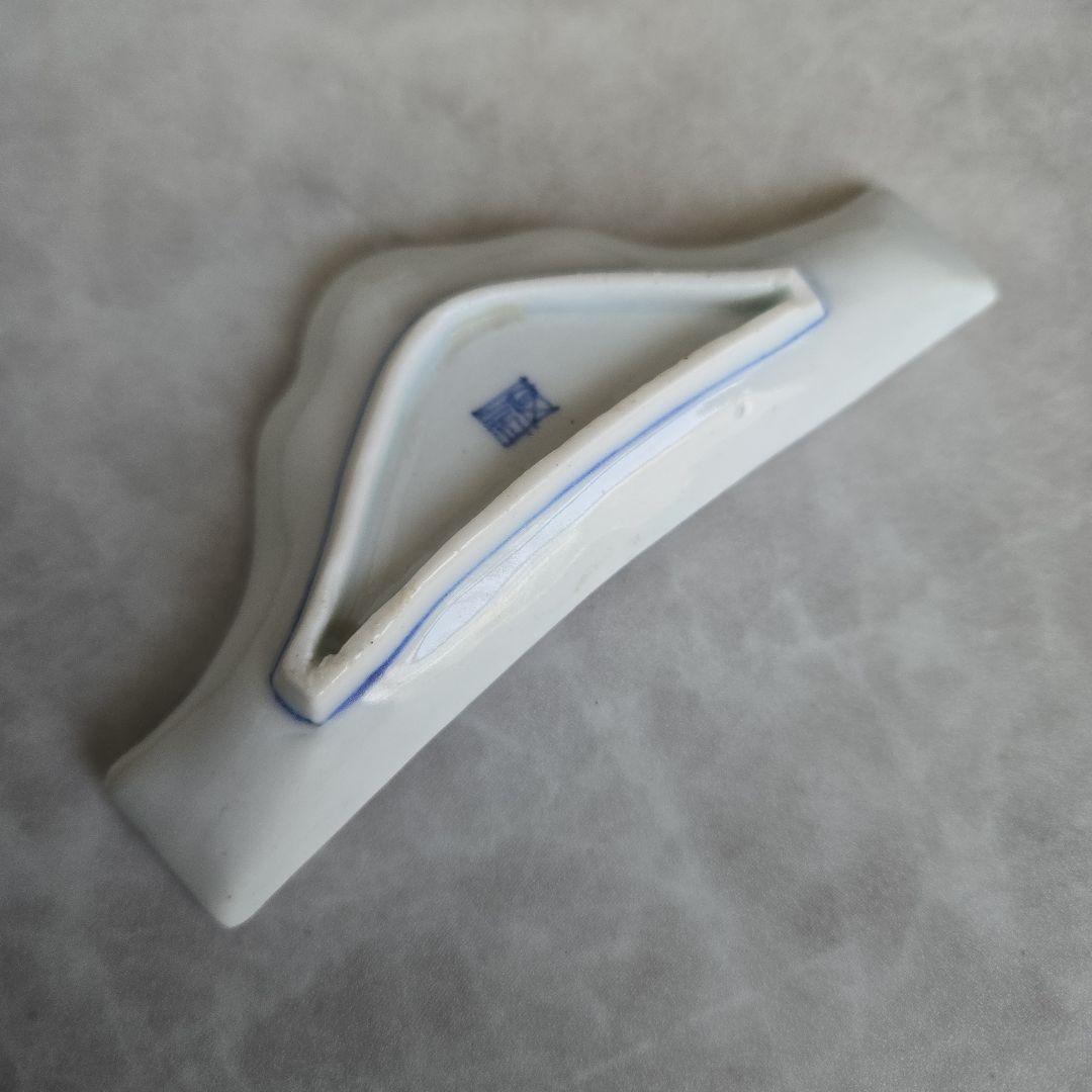 古伊万里　富士山　変形　小皿　豆皿　染付江戸　骨董　金直し　金継ぎ　アンティーク