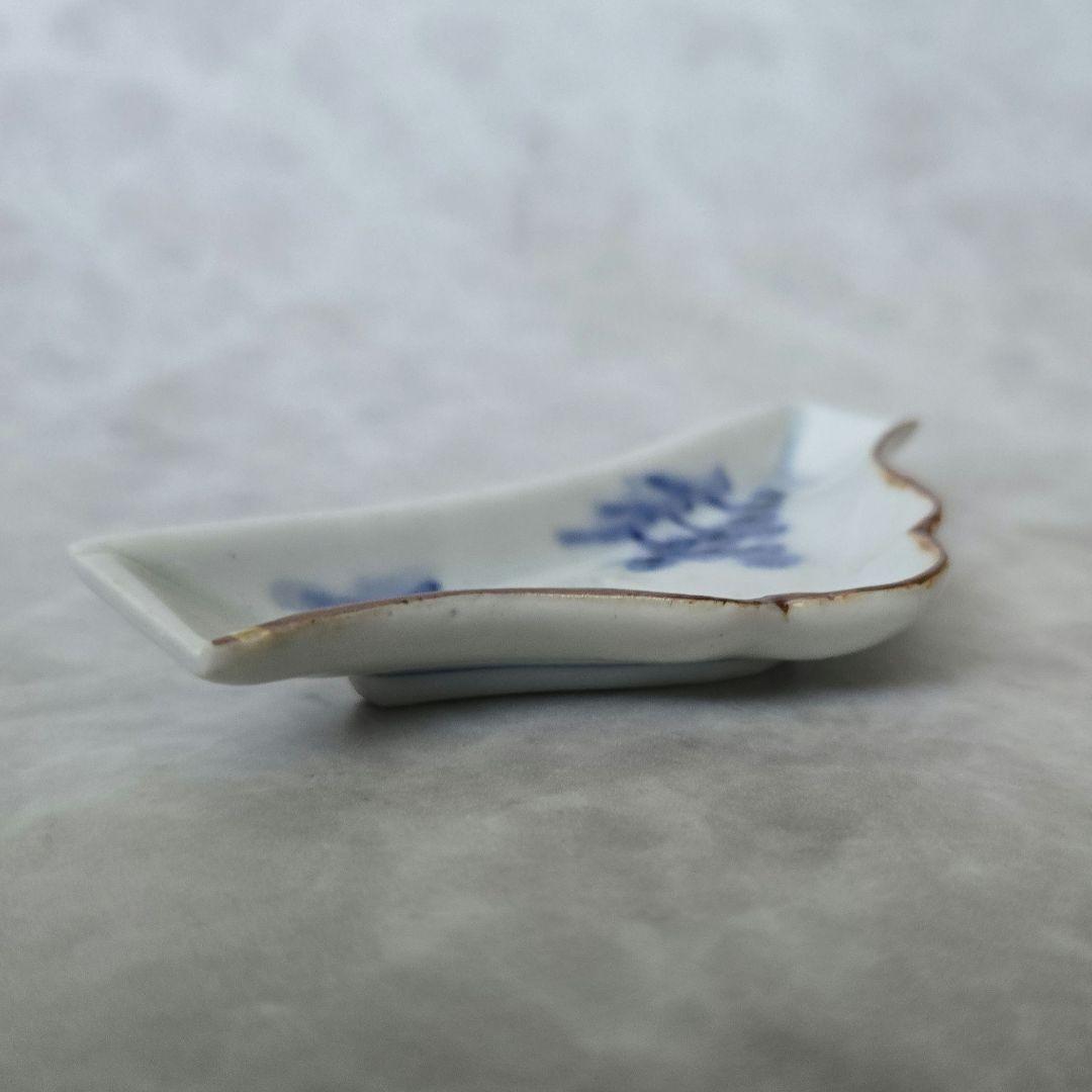 古伊万里　富士山　変形　小皿　豆皿　染付江戸　骨董　金直し　金継ぎ　アンティーク