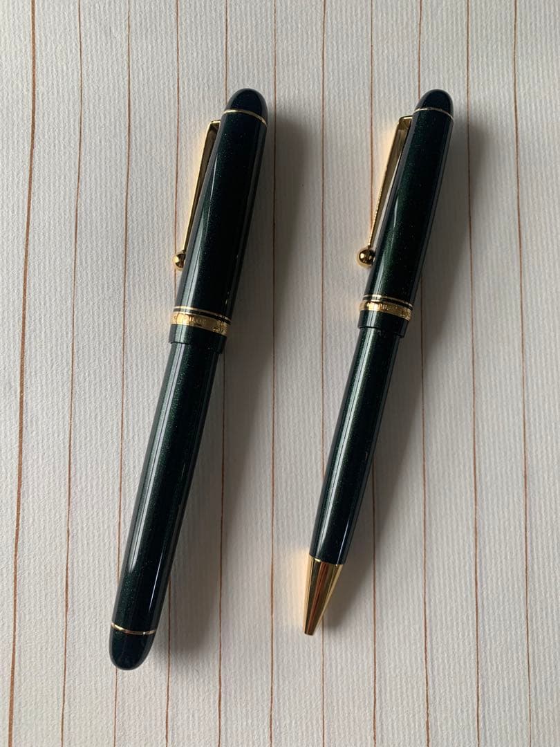 パイロット 74 ダークグリーン万年筆14Kペン先＆ボールペンセット 新品未使用