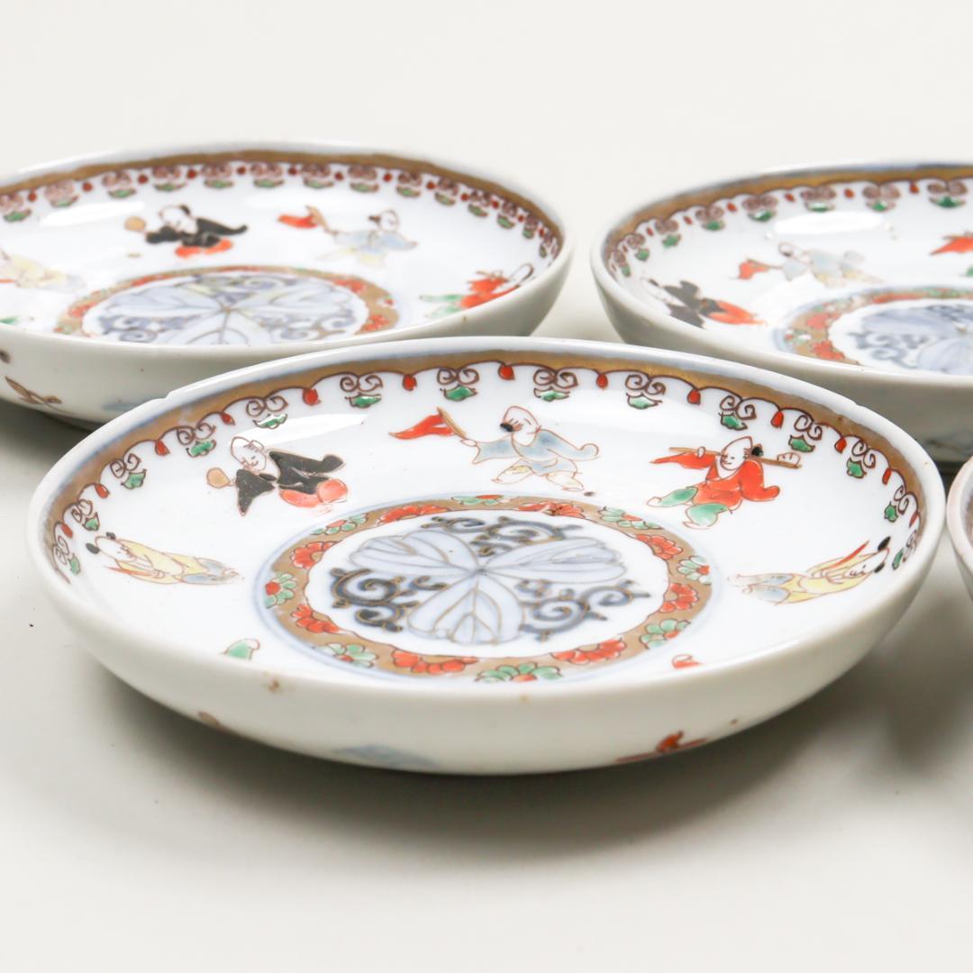 古伊万里 唐子文 4寸皿 4枚