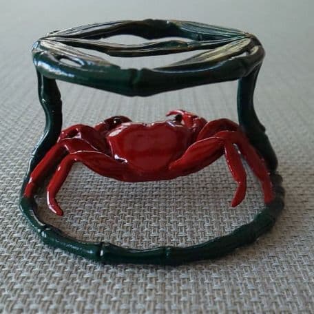 A 7    唐銅彩色・笹蟹蓋置  ( 新品未使用品 )